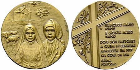<br>PORTOGALLO. Medaglia senza data in ricordo dell'apparizione di Fatima del 1917. AE (30,67 g - 40,4 mm). qFDC