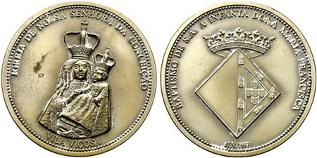 <br>PORTOGALLO. Vila Vicosa. Medaglia santuario de Nossa Senhora da Conceicao. Mb (206 g - 80,6 mm)