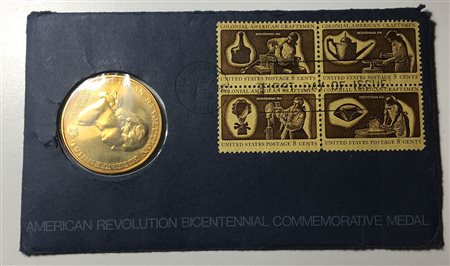 <br>STATI UNITI. Medaglia commemorativa del bicentenario della rivoluzione americana 1776-1996, con folder.