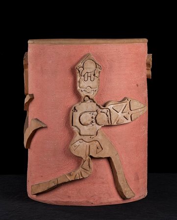 ROBERTO SEBASTIÁN MATTA - BOTTEGA GATTI FAENZA<br>Cachepot portaombrelli color rosa con decorazioni