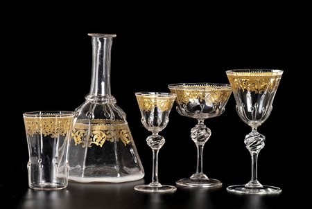 MANIFATTURA VENETA<br>Parte di servizio di bicchieri, XIX Secolo