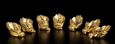 GABRIELLA CRESPI (ATTR.)<br>Sei accessori per servizio da tè della serie "Gocce d'oro", 1974