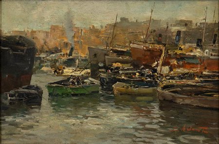 EZELINO BRIANTE (Napoli, 1901 - Roma, 1971)<br>Fronte del porto