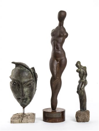 ENZO SCATRAGLI (Castiglion Fiorentino, 1949)<br>1. Figura femminile, 1988<br>2. Volto di donna, 1992<br>3. Figura femminile. 
