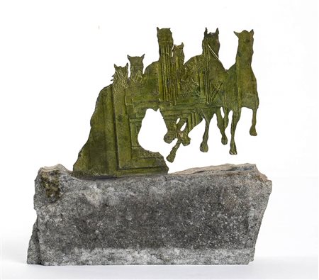 SCULTORE ANONIMO DEL XX SECOLO<br>Cavalli al trotto