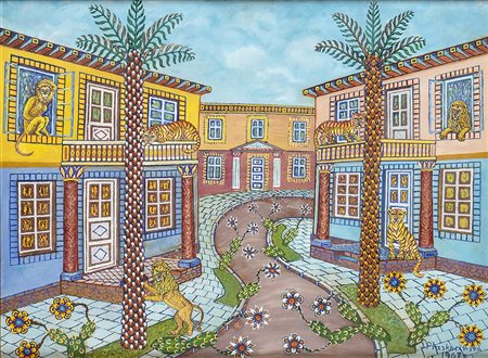 JAN PŁASKOCIŃSKI (Puławy, 1919 - 1999)<br>Case con leoni, 1967