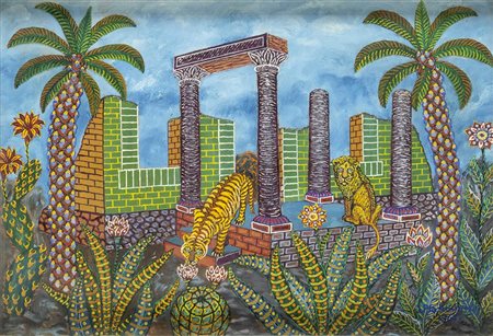 JAN PŁASKOCIŃSKI (Puławy, 1919 - 1999)<br>Colonne e due leoni, 1967