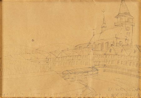 NIKIFOR KRYNICKI (Krynica-Zdrój, 1895 - Folusz, 1968)<br>Centro storico di Varsavia