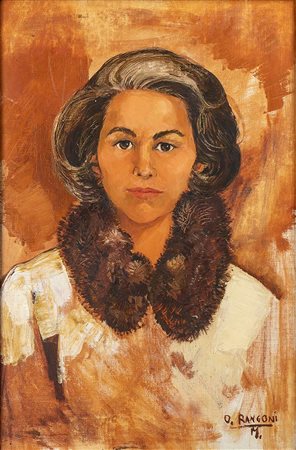 ORETTA RANGONI MACHIAVELLI (Pisa, 1936)<br>Ritratto di donna con collo di pelliccia