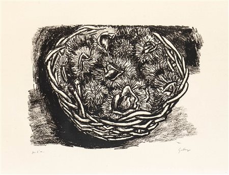 RENATO GUTTUSO (Bagheria, 1911 - Roma, 1987)<br>Cesta di castagne