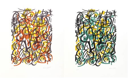 LORENZO GIGOTTI (Roma, 1908 - 1995) <br>Due litografie tratte dalla cartella "Confronto d'Idee", 1978