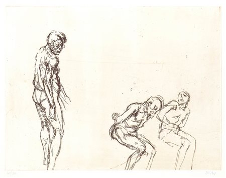 ALBERTO SUGHI (Cesena, 1928 - Bologna, 2012) <br>Studio di nudi di prigionieri