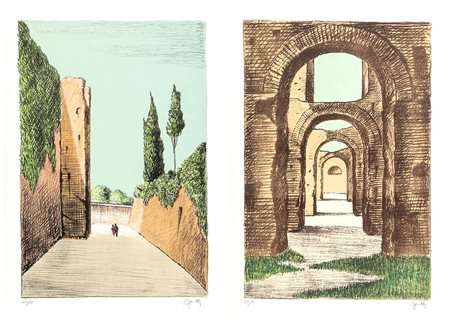 FABIO FAILLA (Lucca, 1917 - Roma, 1987)<br>Cartella di 5 litografie a colori "Paesaggi romani", 1970