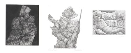 GIOVANNA BOMBARDA (Carrara, 1948)<br>Tre litografie con "Prigionieri"