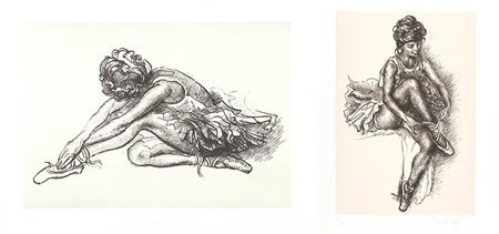 GIANCARLO DUGHETTI (Firenze, 1931 - Vignola, 1986)<br>Cartella originale di 4 acqueforti dal titolo "Passo di danza", Edizioni Ghelfi