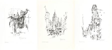 ADOLF GERHARD (1910 - 1975)<br>Otto litografie con Vedute di Roma, 1967