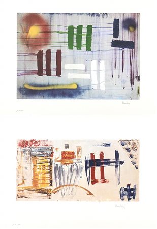 MAURO LEONE (XX Secolo)<br>Cartella con due litografie astratte