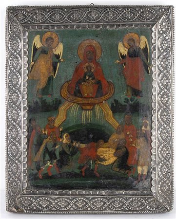 <br>Icona raffigurante Richiesta di grazia alla Madonna - Arte popolare