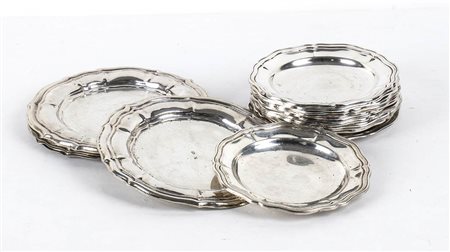 <br>Lotto di piattini italiani in argento 800/1000 - metà XX secolo