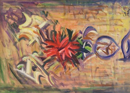 Enzo Pregno Vaso di fiori Olio su tela, cm. 70x50 Firmato in basso a destra.