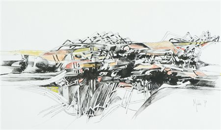 Brian Mobbs Senza titolo, 1971 China e acquerello su carta, cm. 21,5x36 Firma...