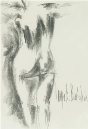 Luigi Bartolini Nudo Carboncino su carta, cm. 35,5x24,5 Firmato in basso a...