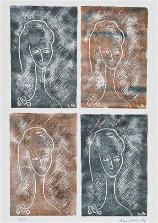 Luciano Bartolini Volti, 1972 Linoleografia su carta, cm. 30x21, es. 5/10...