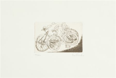 Eva Fischer Biciclette Acquaforte di cm. 9x14,5 su carta di cm. 25x35, es....