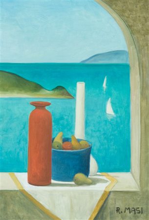 Roberto Masi Senza titolo Olio su cartone, cm. 34x24 Firmato in basso a...