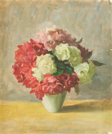 Theo Mack Fiori, 1948 Olio su cartoncino, cm. 55,5x47 La carta presenta...