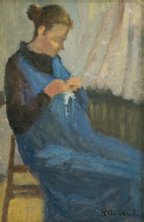 Renzo Morandi Il corredino per l'erede, 1980 Olio su cartone, cm. 30x20...