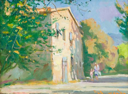 Giorgio Luxardo Campagna di collinaia Olio su tavola, cm. 15x20 Firmato in...