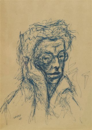 Gualtiero Nativi Ritratto, 1945 China su carta, cm. 34x24 Firma e data in...