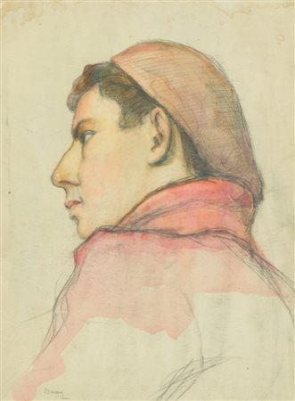 Isaak L. Ritratto Tecnica mista su carta, cm. 31x23,5 La carta presenta...