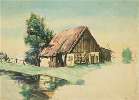 Anonimo Russo Paesaggio, 1901 Acquerello su carta, cm. 21,5x30 Firma...