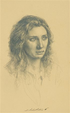 Silvestro Pistolesi Volto Matita su carta, cm. 30x20 Firmato in basso al...