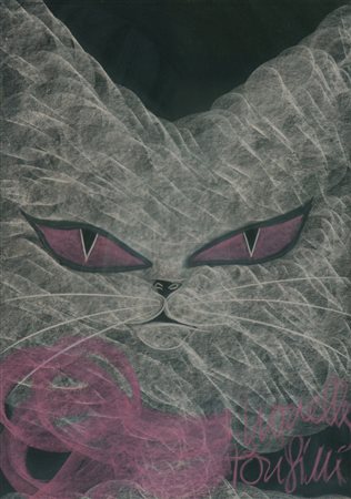 Novella Parigini Gatto Gessetti su cartoncino, cm. 64x46 Firmato in basso a...