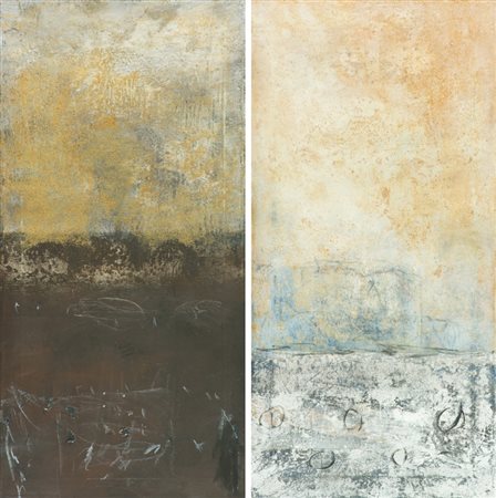 Vanni Cantà Lotto unico di due Opere - "Senza titolo", Tecnica mista su tela,...