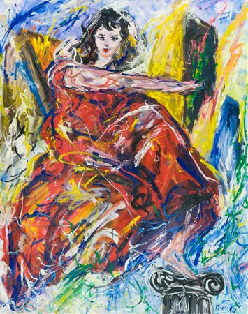 Mauro Capitani Musa e monoliti, 1991 Olio su tela, cm. 100x80 Firmato in...