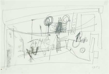 Emilio Scanavino Senza titolo, 1953 Lapis su carta, cm. 21x30 Firma e data in...