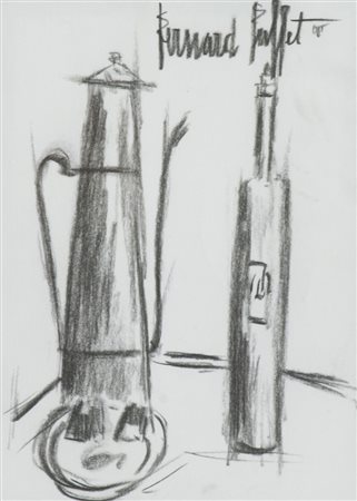 Bernard Buffet Senza titolo Matita su cartoncino postale, cm. 20,5x14,7 Firma...