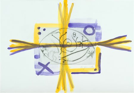 A.R. Penck Senza titolo Acquaforte acquerellata di cm. 14x20, su carta di cm....