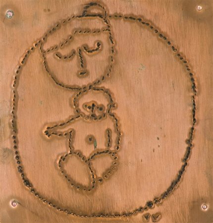 Venturino Venturi Maternità Lastra di rame incisa, cm. 20x20 Siglato in basso...