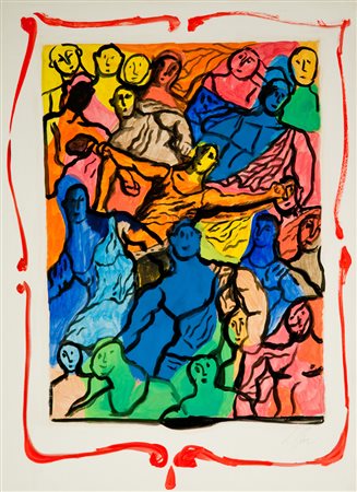 Sandro Chia Figure, 1980 Tecnica mista su cartoncino, cm. 100x75 Firmato in...