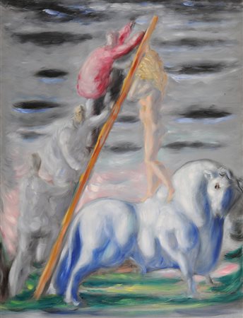 Roberto Barni Sostenitori dell'anima, 1985 Olio su tela, cm. 170x130 Sul...