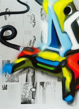 Verbo (Mittja Bombardieri) "A", 2008 Vernice spray su lastre tipografiche,...