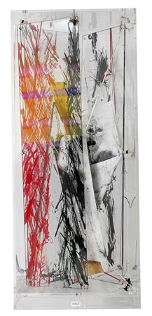 Sandro Martini Senza titolo Scultura in plexiglas dipinto, stoffa e fili, cm....