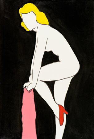 Marco Lodola Pin up Smalti su tela, cm. 100x70 Sul pianetto: firma. Autentica...