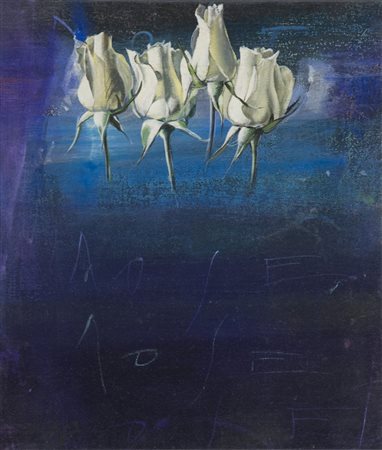 Mario Madiai Rose Olio su tela, cm. 35,3x30,4 Firma in basso a sinistra,...