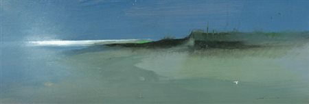 Renzo Crociaro Paesaggio Olio su tavola, cm. 18x50 Firmato in basso a destra....